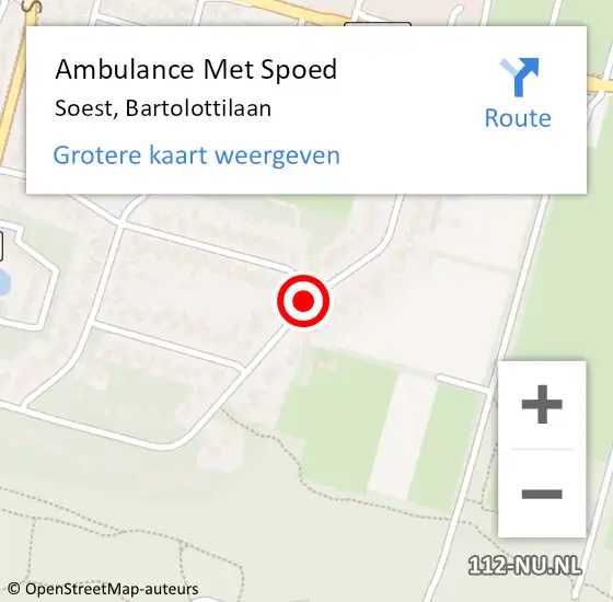 Locatie op kaart van de 112 melding: Ambulance Met Spoed Naar Soest, Bartolottilaan op 6 september 2017 18:10