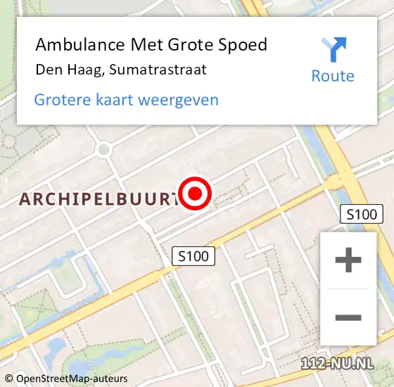 Locatie op kaart van de 112 melding: Ambulance Met Grote Spoed Naar Den Haag, Sumatrastraat op 6 september 2017 20:38