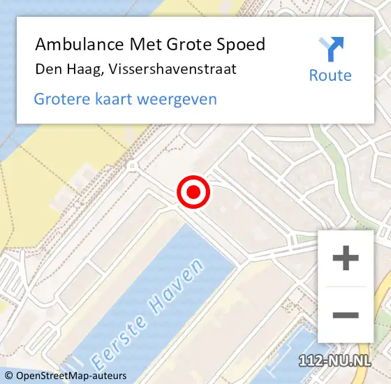 Locatie op kaart van de 112 melding: Ambulance Met Grote Spoed Naar Den Haag, Vissershavenstraat op 6 september 2017 21:04