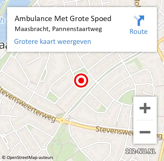 Locatie op kaart van de 112 melding: Ambulance Met Grote Spoed Naar Maasbracht, Pannenstaartweg op 7 september 2017 01:25