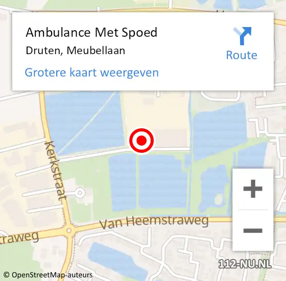 Locatie op kaart van de 112 melding: Ambulance Met Spoed Naar Druten, Meubellaan op 7 september 2017 07:55