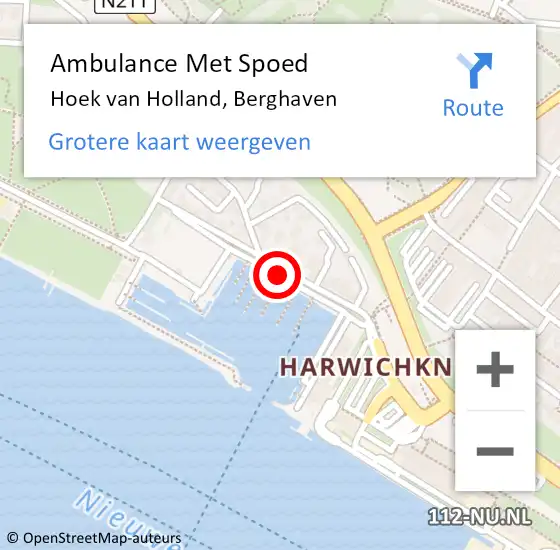 Locatie op kaart van de 112 melding: Ambulance Met Spoed Naar Hoek van Holland, Berghaven op 7 september 2017 14:39