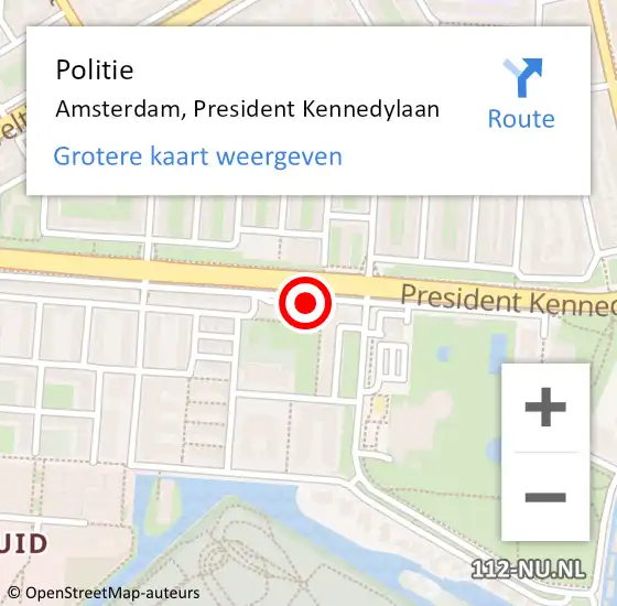 Locatie op kaart van de 112 melding: Politie Amsterdam, President Kennedylaan op 7 september 2017 18:37