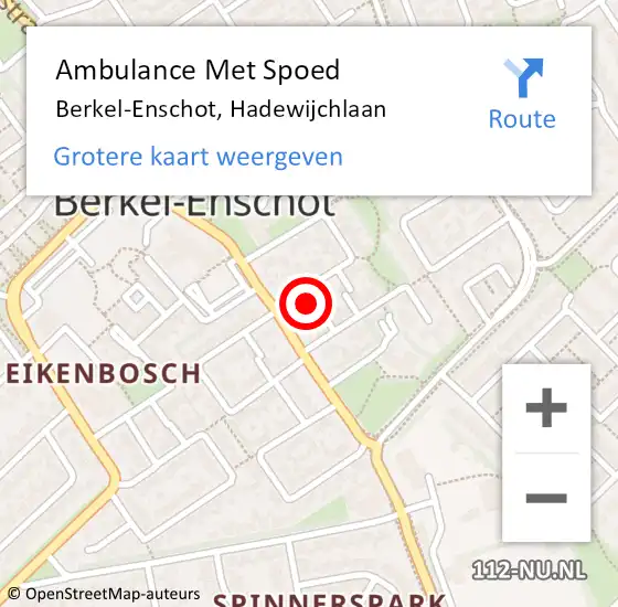 Locatie op kaart van de 112 melding: Ambulance Met Spoed Naar Berkel-Enschot, Hadewijchlaan op 7 september 2017 18:52
