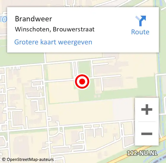 Locatie op kaart van de 112 melding: Brandweer Winschoten, Brouwerstraat op 7 september 2017 19:08