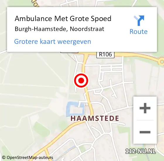 Locatie op kaart van de 112 melding: Ambulance Met Grote Spoed Naar Burgh-Haamstede, Noordstraat op 7 september 2017 20:45