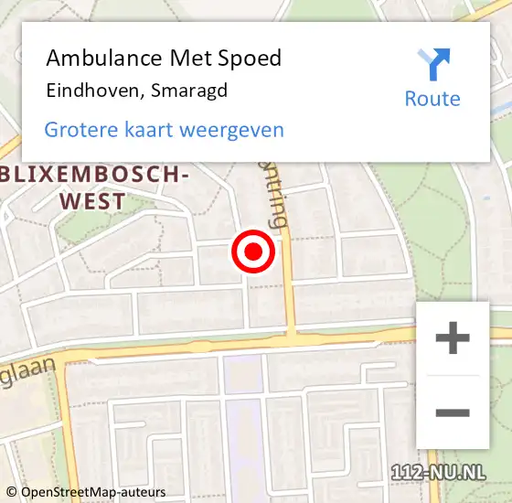Locatie op kaart van de 112 melding: Ambulance Met Spoed Naar Eindhoven, Smaragd op 7 september 2017 23:03