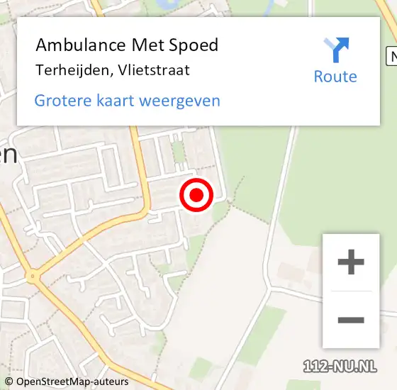 Locatie op kaart van de 112 melding: Ambulance Met Spoed Naar Terheijden, Vlietstraat op 8 september 2017 13:31