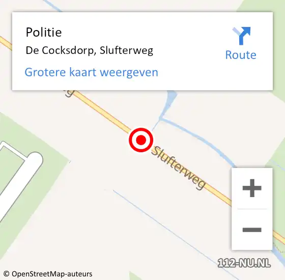Locatie op kaart van de 112 melding: Politie De Cocksdorp, Slufterweg op 8 september 2017 13:57