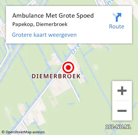 Locatie op kaart van de 112 melding: Ambulance Met Grote Spoed Naar Papekop, Diemerbroek op 8 september 2017 18:24