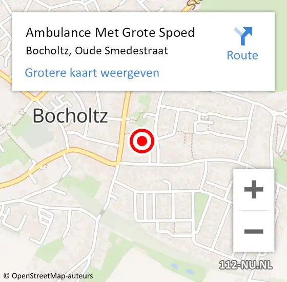 Locatie op kaart van de 112 melding: Ambulance Met Grote Spoed Naar Bocholtz, Oude Smedestraat op 8 september 2017 23:34