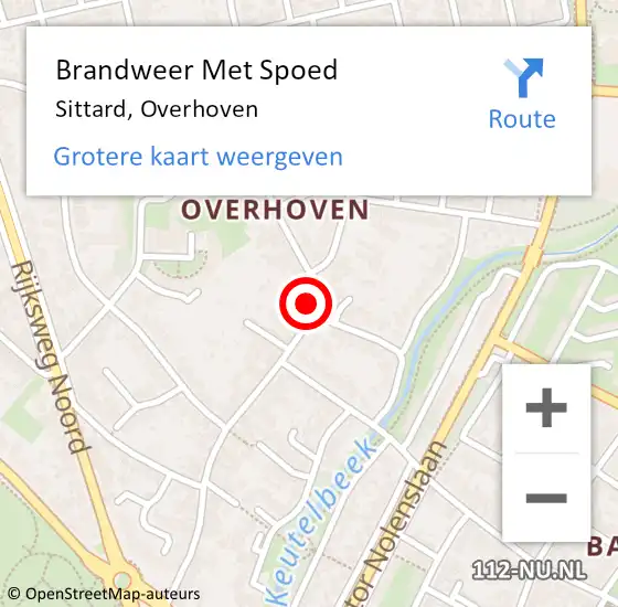 Locatie op kaart van de 112 melding: Brandweer Met Spoed Naar Sittard, Overhoven op 9 september 2017 00:31