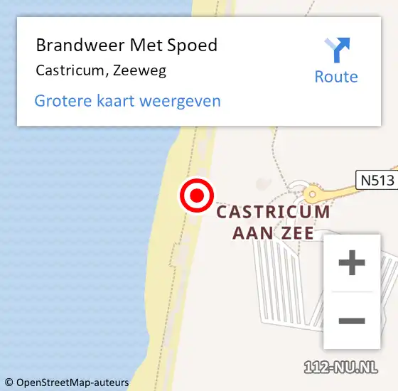 Locatie op kaart van de 112 melding: Brandweer Met Spoed Naar Castricum, Zeeweg op 9 september 2017 10:32