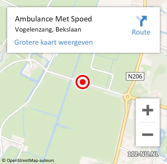 Locatie op kaart van de 112 melding: Ambulance Met Spoed Naar Vogelenzang, Bekslaan op 9 september 2017 13:05