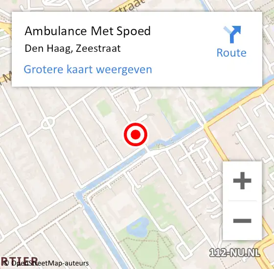 Locatie op kaart van de 112 melding: Ambulance Met Spoed Naar Den Haag, Zeestraat op 9 september 2017 18:26