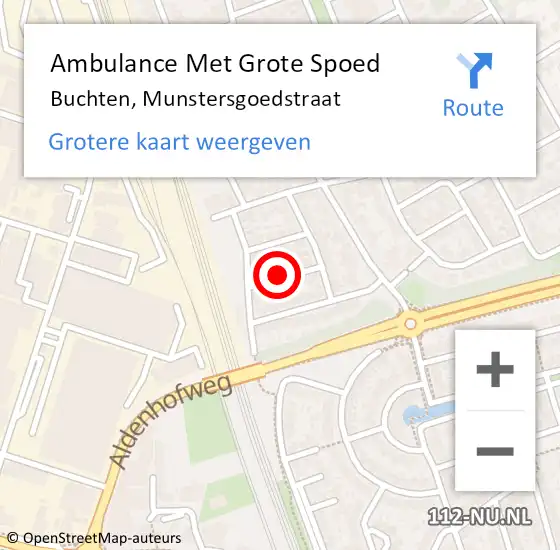 Locatie op kaart van de 112 melding: Ambulance Met Grote Spoed Naar Buchten, Munstersgoedstraat op 1 februari 2014 01:23