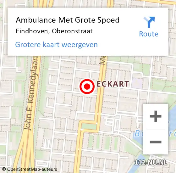 Locatie op kaart van de 112 melding: Ambulance Met Grote Spoed Naar Eindhoven, Oberonstraat op 9 september 2017 20:42