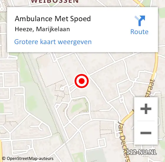 Locatie op kaart van de 112 melding: Ambulance Met Spoed Naar Heeze, Marijkelaan op 9 september 2017 21:10