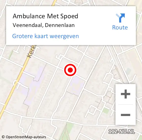 Locatie op kaart van de 112 melding: Ambulance Met Spoed Naar Veenendaal, Dennenlaan op 9 september 2017 21:43