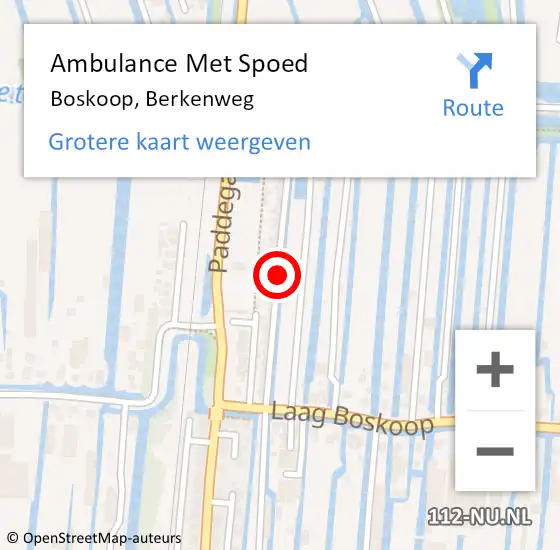 Locatie op kaart van de 112 melding: Ambulance Met Spoed Naar Boskoop, Berkenweg op 10 september 2017 00:01