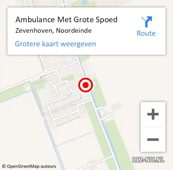Locatie op kaart van de 112 melding: Ambulance Met Grote Spoed Naar Zevenhoven, Noordeinde op 10 september 2017 00:45