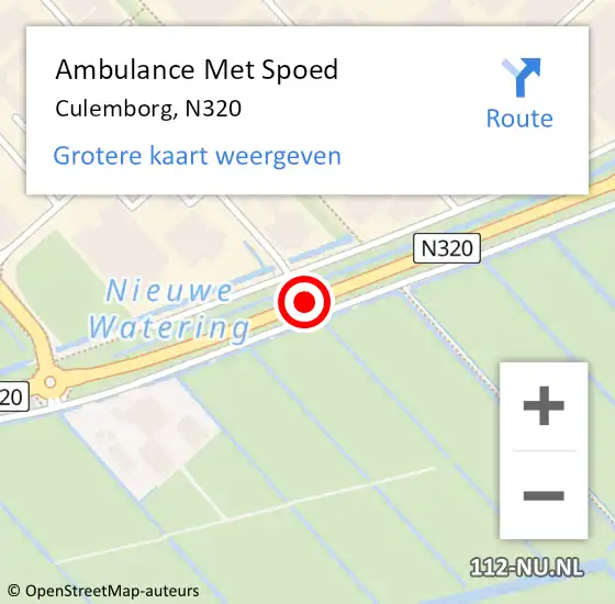 Locatie op kaart van de 112 melding: Ambulance Met Spoed Naar Culemborg, N320 op 10 september 2017 03:49
