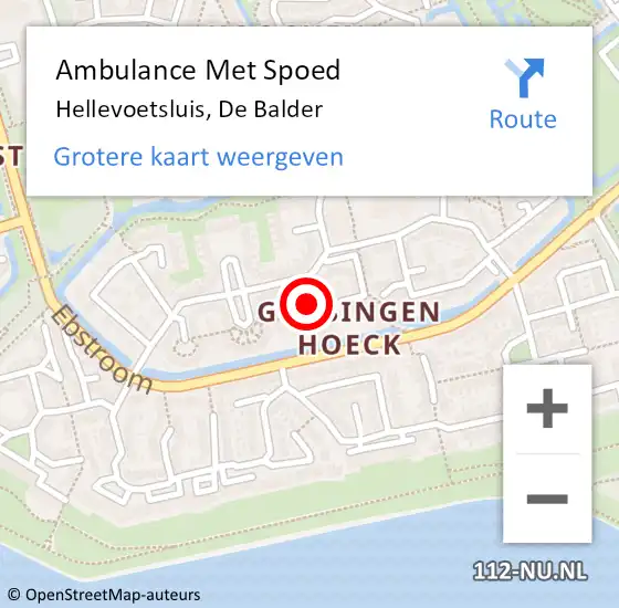 Locatie op kaart van de 112 melding: Ambulance Met Spoed Naar Hellevoetsluis, De Balder op 10 september 2017 06:53