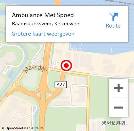 Locatie op kaart van de 112 melding: Ambulance Met Spoed Naar Raamsdonksveer, Keizersveer op 10 september 2017 08:33