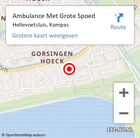 Locatie op kaart van de 112 melding: Ambulance Met Grote Spoed Naar Hellevoetsluis, Kompas op 10 september 2017 14:15