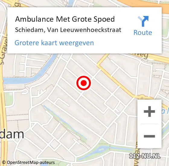 Locatie op kaart van de 112 melding: Ambulance Met Grote Spoed Naar Schiedam, Van Leeuwenhoeckstraat op 10 september 2017 17:20