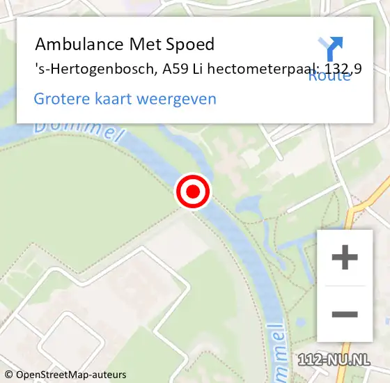 Locatie op kaart van de 112 melding: Ambulance Met Spoed Naar Vught, A65 Li hectometerpaal: 3,3 op 10 september 2017 18:17