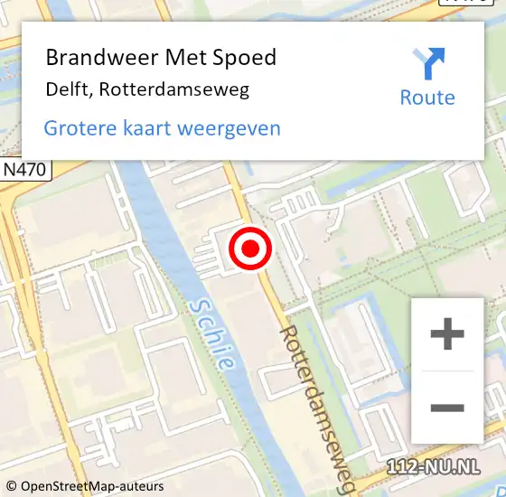 Locatie op kaart van de 112 melding: Brandweer Met Spoed Naar Delft, Rotterdamseweg op 11 september 2017 02:23