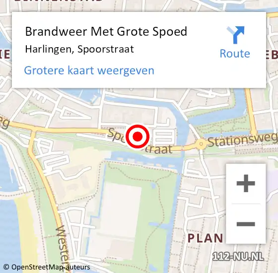 Locatie op kaart van de 112 melding: Brandweer Met Grote Spoed Naar Harlingen, Spoorstraat op 11 september 2017 10:45