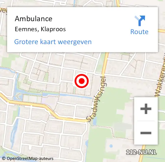 Locatie op kaart van de 112 melding: Ambulance Eemnes, Klaproos op 11 september 2017 12:26