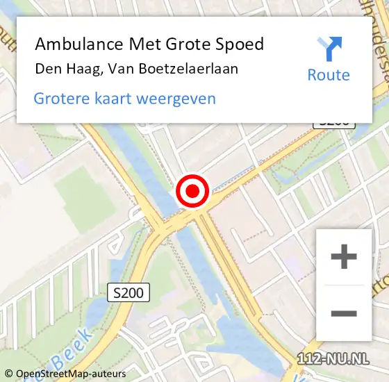 Locatie op kaart van de 112 melding: Ambulance Met Grote Spoed Naar Den Haag, Van Boetzelaerlaan op 11 september 2017 15:25