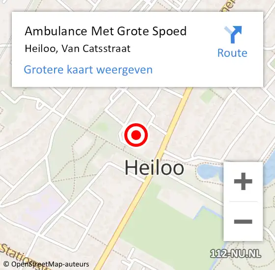 Locatie op kaart van de 112 melding: Ambulance Met Grote Spoed Naar Heiloo, Van Catsstraat op 11 september 2017 19:52