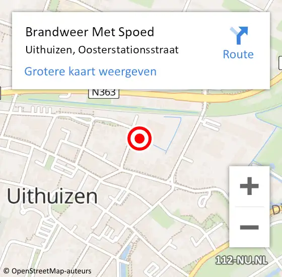 Locatie op kaart van de 112 melding: Brandweer Met Spoed Naar Uithuizen, Oosterstationsstraat op 11 september 2017 20:51