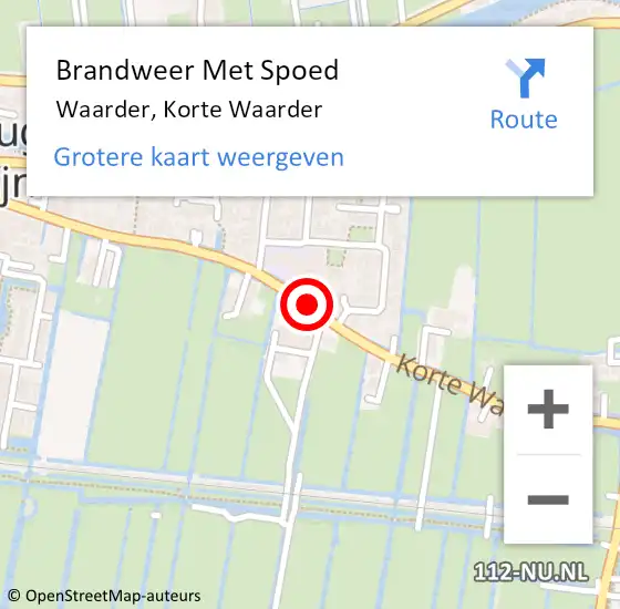 Locatie op kaart van de 112 melding: Brandweer Met Spoed Naar Waarder, Korte Waarder op 11 september 2017 21:33