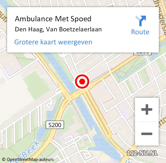 Locatie op kaart van de 112 melding: Ambulance Met Spoed Naar Den Haag, Van Boetzelaerlaan op 12 september 2017 08:49