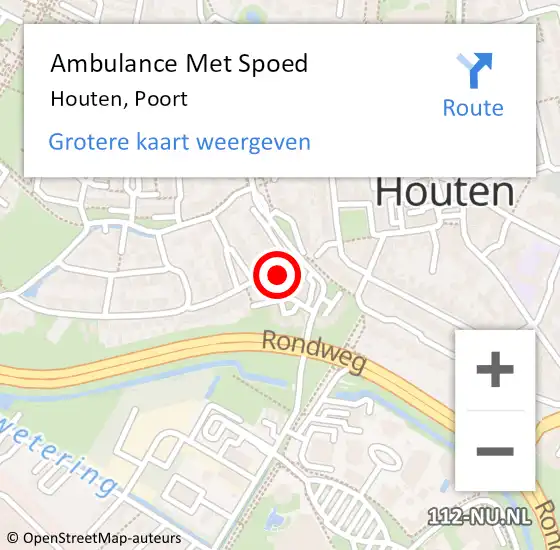 Locatie op kaart van de 112 melding: Ambulance Met Spoed Naar Houten, Poort op 12 september 2017 12:19