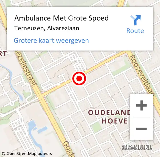 Locatie op kaart van de 112 melding: Ambulance Met Grote Spoed Naar Terneuzen, Alvarezlaan op 12 september 2017 12:54