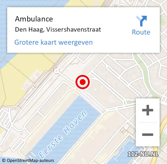 Locatie op kaart van de 112 melding: Ambulance Den Haag, Vissershavenstraat op 12 september 2017 17:17