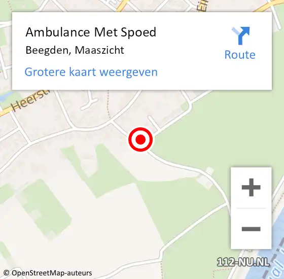 Locatie op kaart van de 112 melding: Ambulance Met Spoed Naar Beegden, Maaszicht op 12 september 2017 18:31