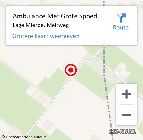 Locatie op kaart van de 112 melding: Ambulance Met Grote Spoed Naar Lage Mierde, Meirweg op 12 september 2017 21:51