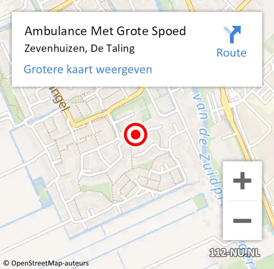 Locatie op kaart van de 112 melding: Ambulance Met Grote Spoed Naar Zevenhuizen, De Taling op 13 september 2017 04:18