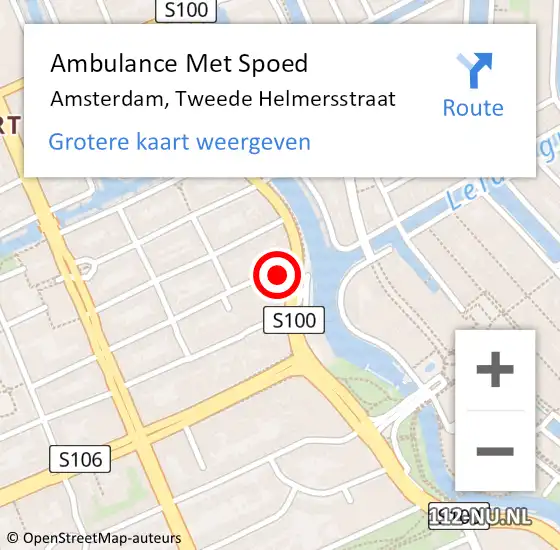Locatie op kaart van de 112 melding: Ambulance Met Spoed Naar Amsterdam, Tweede Helmersstraat op 13 september 2017 05:31
