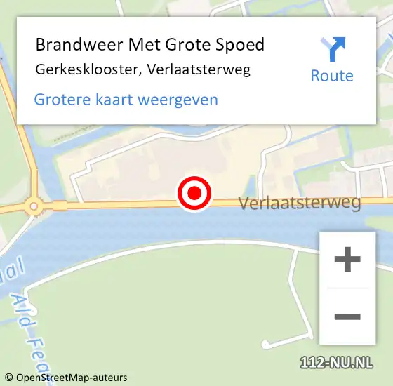 Locatie op kaart van de 112 melding: Brandweer Met Grote Spoed Naar Gerkesklooster, Verlaatsterweg op 13 september 2017 07:39