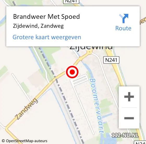 Locatie op kaart van de 112 melding: Brandweer Met Spoed Naar Zijdewind, Zandweg op 13 september 2017 08:49