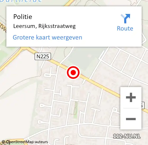 Locatie op kaart van de 112 melding: Politie Leersum, Rijksstraatweg op 13 september 2017 08:55