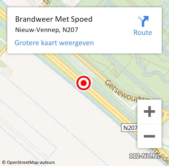 Locatie op kaart van de 112 melding: Brandweer Met Spoed Naar Nieuw-Vennep, N207 op 13 september 2017 09:03